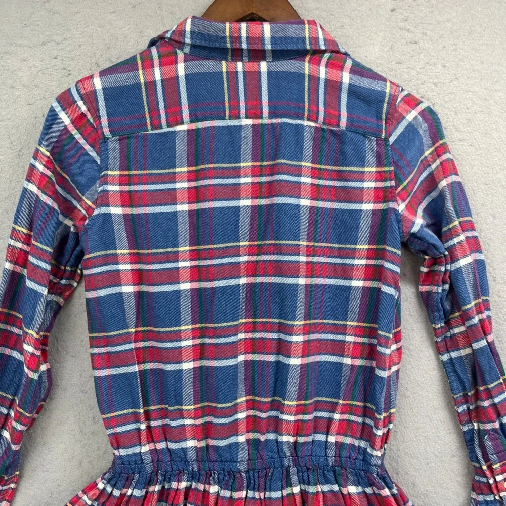 Polo Ralph Lauren Shirt Dress Girls 16 Blue Plaid Flannel Long Sleeve Preppy
